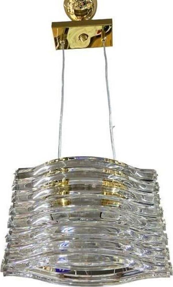 Kristal Camlı 2Li Avize Gold Renk Köprü Model - Image 1