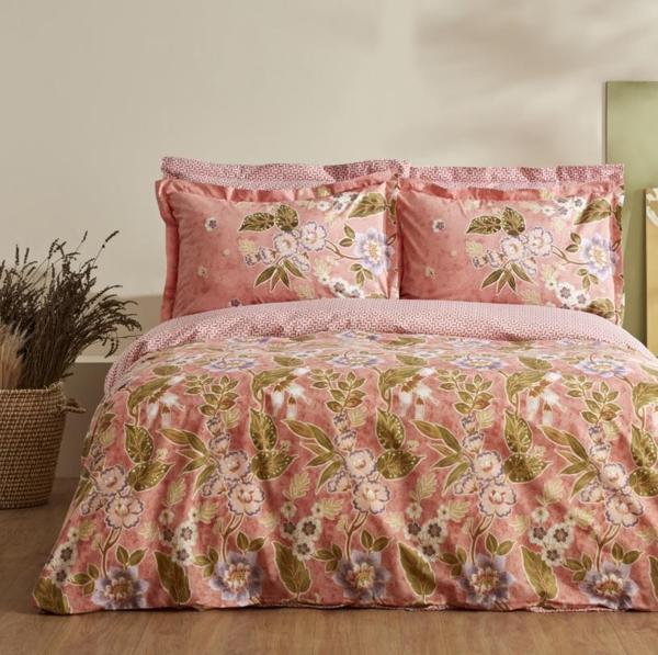 Karacahome Pasares Pembe %100 Pamuk Tek Kişilik Nevresim Takımı - Image 1