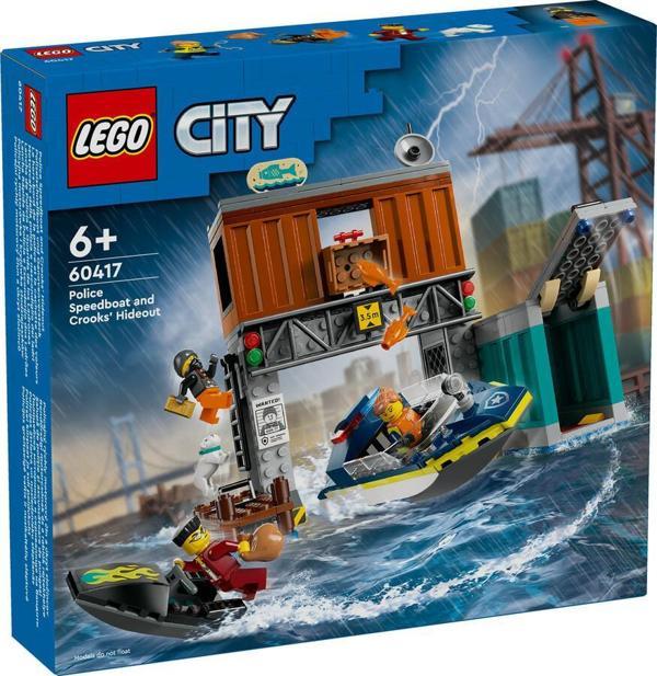 LEGO City 60417 Police Speedboat and Crooks' Hideout - Image 1