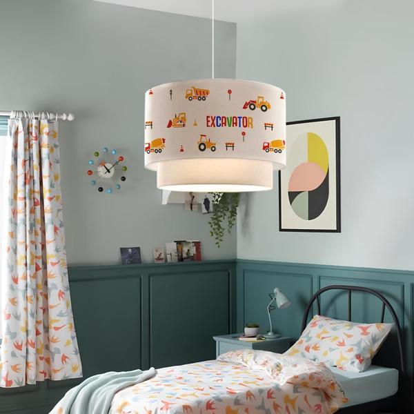 Homing İnşaat Kids Kumaş Baskılı Çocuk Odası Sarkıt Avize AYD-3030 - Image 1