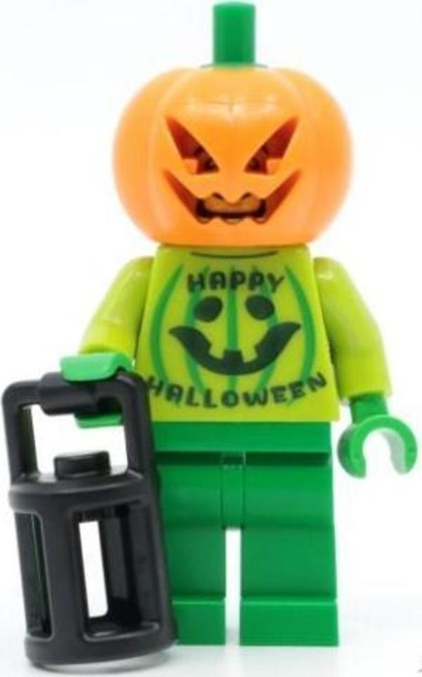 Orjinal Lego Minifigür Halloween character with a Jack O’ Lantern Costume - Image 1