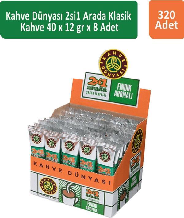 Kahve Dünyası 2si1 Arada Fındık Aromalı Kahve  40 x 12 gr x 8 Adet - Image 1
