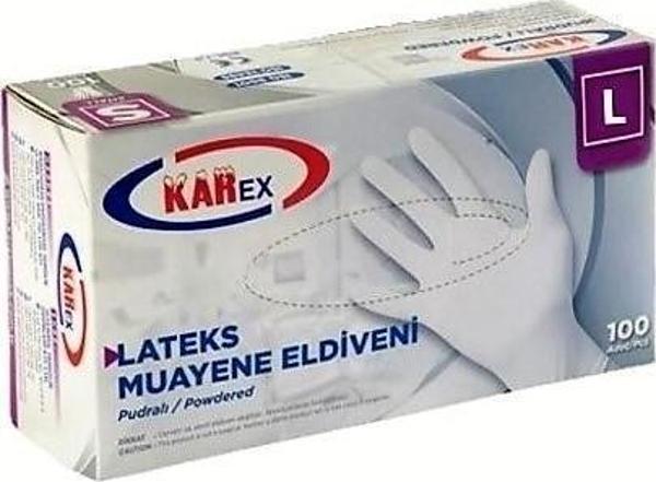 Omnipazar Karex Lateks Pudralı Eldiven 100'lü Paket Beyaz Large - Image 1