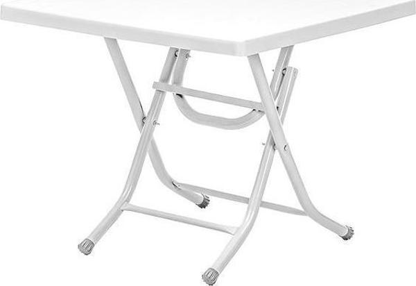 Omnipazar SY-2572 Beyaz Kare Plastik Katlanır Masa 80x80cm 64703  - Image 1