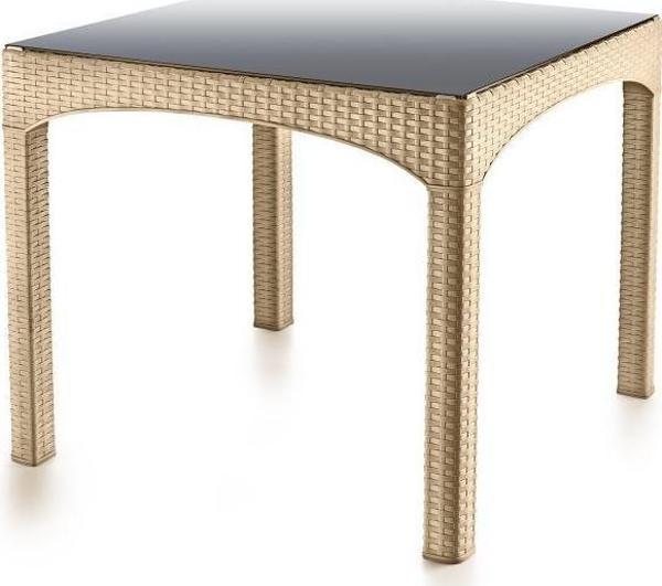 Omnipazar SY-2576 Bej Rattan Kare Kapalı Temperli Camlı Masa 62063  - Image 1