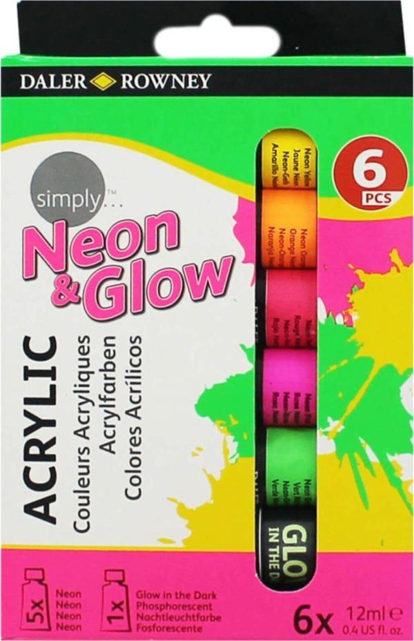 Daler Rowney Simply Neon Akrilik Boya 6x12ml - Image 1
