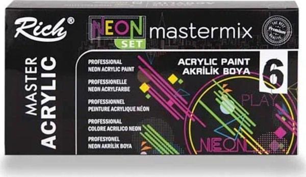 Rich Mastermix Akrilik Boya Neon Renkler 6x60cc - Image 1