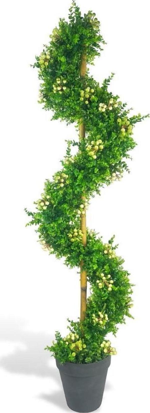 Netten Evime Yapay Ağaç Spiral Beyaz Kokina Şimşir Ağacı 160 cm Bambu Saplı Salon Bitkisi - Image 1