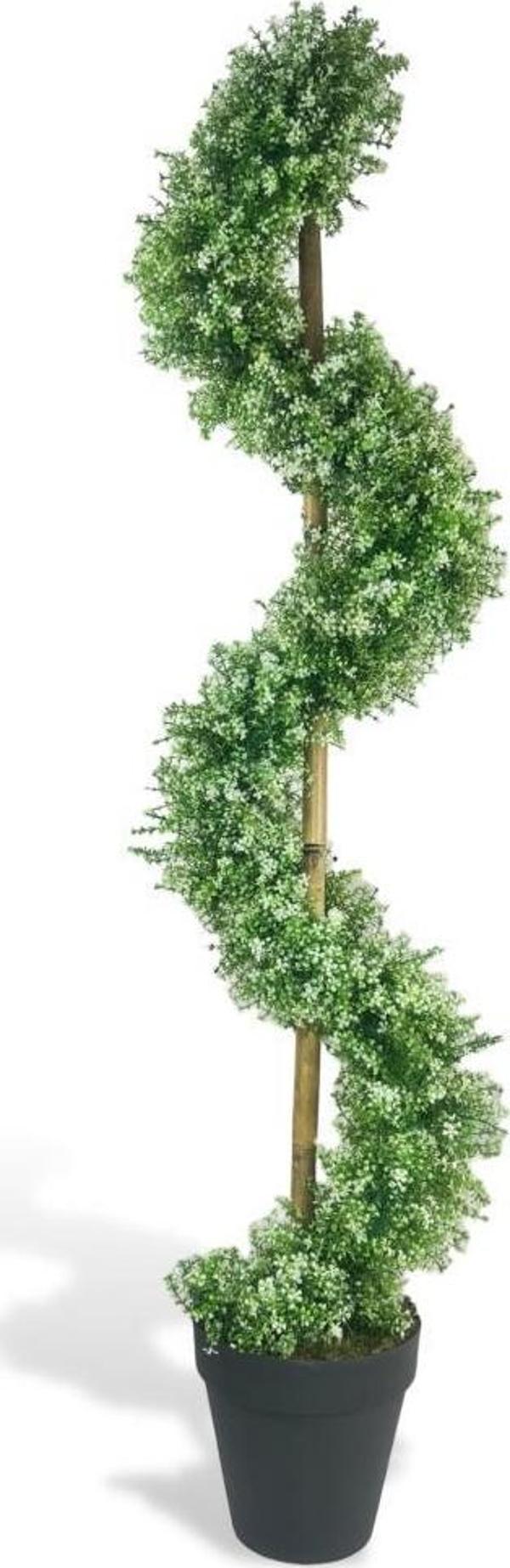 Netten Evime Yapay Ağaç Spiral Beyaz Yonca Şimşir Ağacı 160 cm Bambu Saplı Salon Bitkisi - Image 1