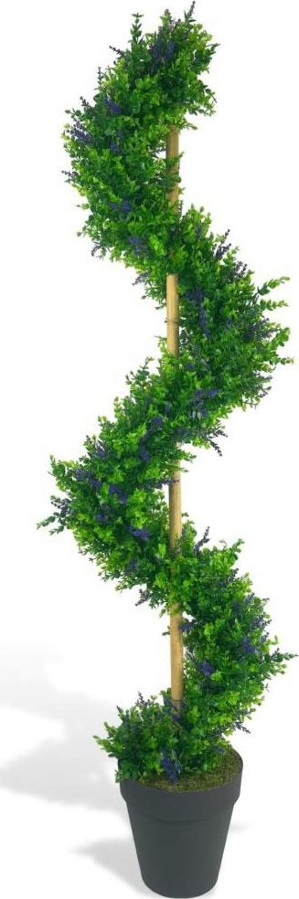 Netten Evime Yapay Ağaç Spiral Mor Lavanta Şimşir Ağacı 160 cm Bambu Saplı Salon Bitkisi - Image 1