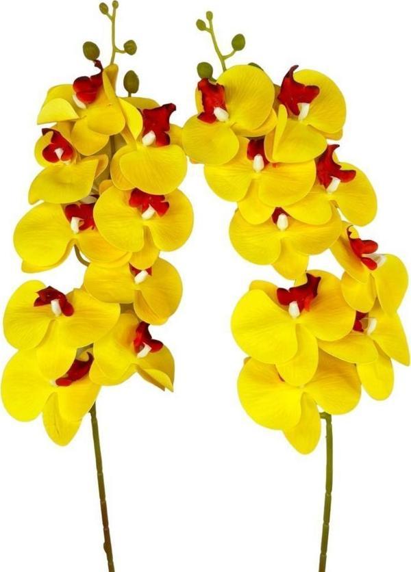 Netten Evime Yapay Çiçek Sarı Kırmızı Islak Orkide Gerçeksi Doku Uzun Dal 90 cm - Image 1
