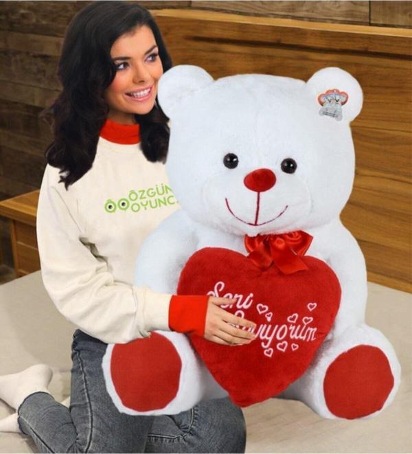 Pandamkee 100 Cm Seni Seviyorum Kalpli Büyük Ayıcık (%100 Yerli) - Image 1