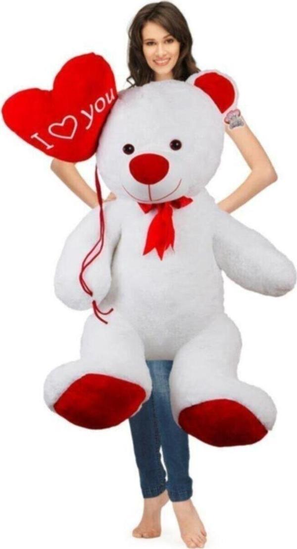 Pandamkee 110 Cm Balonlu Beyaz Bobo Peluş Ayıcık - Image 1
