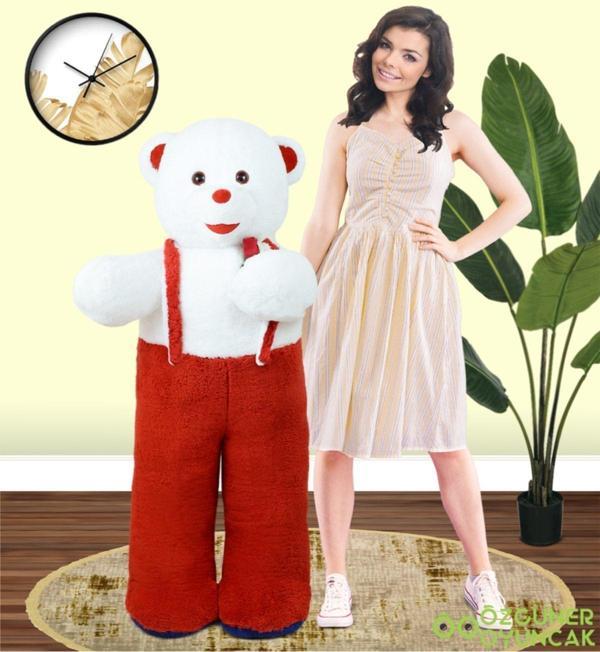 Pandamkee 117 Cm Elinde Çiçek Tutan Tulumlu Peluş Panda - Image 1