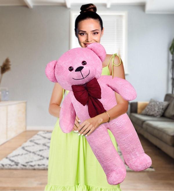 Pandamkee 120-100 Cm Papyonlu Büyük Pembe Ayıcık (%100 Yerli) - Image 1