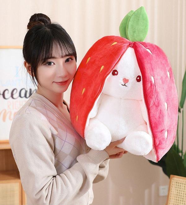 Pandamkee 18 Cm Çilek Çantalı Tavşan Sevgiliye Özel - Image 1
