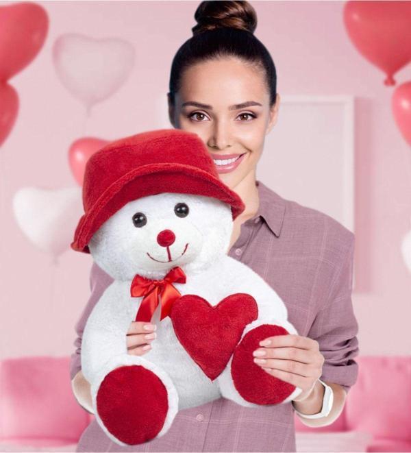 Pandamkee Sevdam Hediyelik 50 Cm Sapkalı Ayıcık Doğum Gününe Özel Hediye - Image 1
