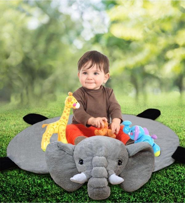 Pandamkee Bebek Oyun Halısı 120 Cm Filli Oyun Matı (%100 Yerli) - Image 1