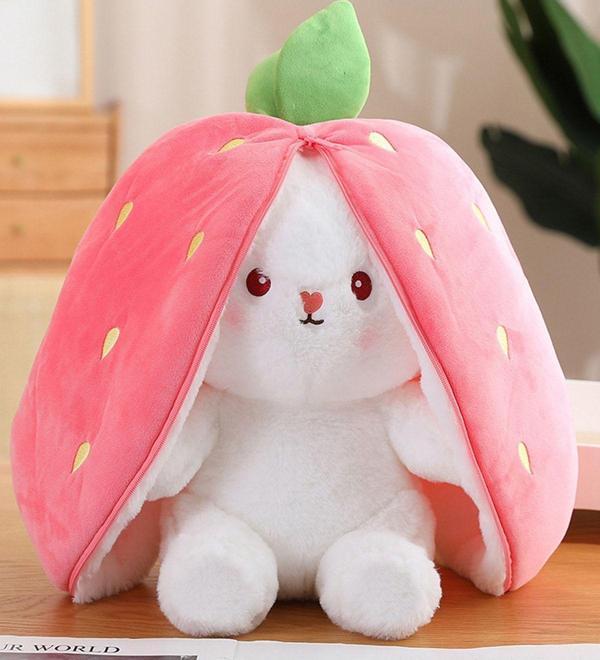 Pandamkee Çilek Tavşan Çantalı 50 Cm Sevgiliye Özel - Image 1