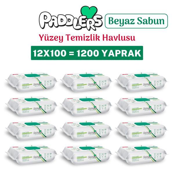 Paddlers Easy Clean Beyaz Sabun Katkılı Yüzey Temizlik Havlusu 12x100 (1200 Yaprak) - Image 1