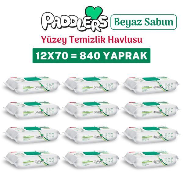 Paddlers Easy Clean Beyaz Sabun Katkılı Yüzey temizlik Havlusu 12x70 (840 Yaprak) - Image 1