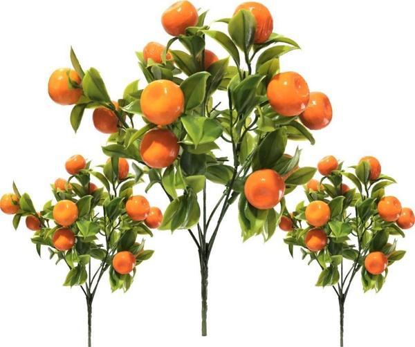 Netten Evime 3lü Set Yapay Mandalina Demeti Yapay Çiçek 30*20cm Yeşil Yapraklı  - Image 1