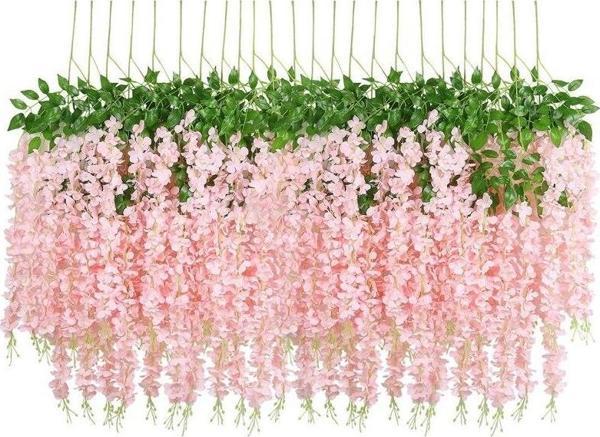 Netten Evime Sarkan Yapay Çiçek Akasya PEMBE AÇIK 80 cm 3 Sarkan Dallı 12 ADET BAĞ - Image 1