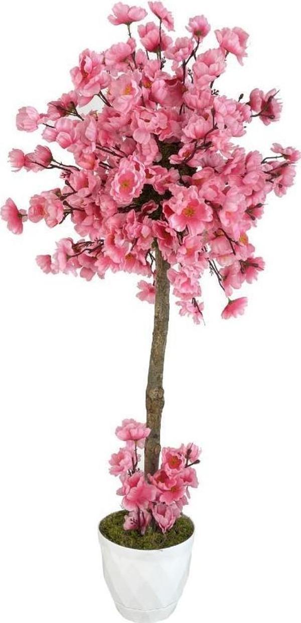 Netten Evime Yapay Ağaç Açık Pembe Bahar Dalı Japon Kiraz Çiçeği Beyaz Saksılı 90cm - Image 1