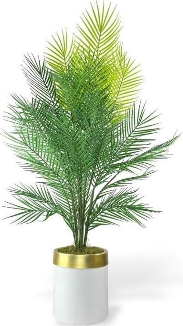 Netten Evime Yapay Ağaç Areka 130*60cm 40Yapraklı BeyazGold Paslanmaz Saksıda  - Image 1