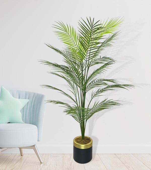 Netten Evime Yapay Ağaç Areka Ağacı Gold Halkalı Siyah Lüx Saksılı Palmiye Ağacı Salon Bitkisi 130 cm 20 Yaprak - Image 1