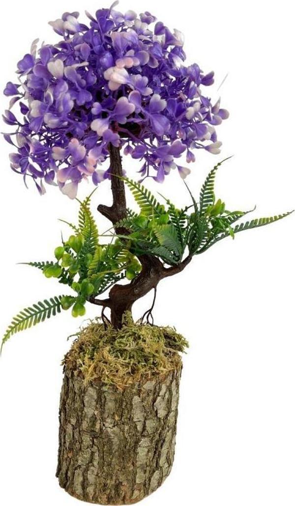 Netten Evime Bonsai Dekoratif Yapay Ağaç Yarım Top Kafalı Mor Bonzai 30CM - Image 1