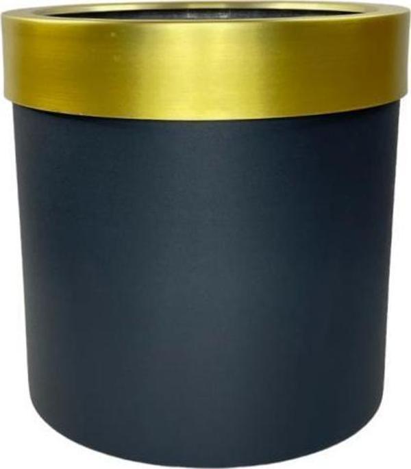 Netten Evime Dekoratif Siyah Vazo Altın Gold Kemerli 20*20 Paslanmaz Aleminyum Malzeme  - Image 1