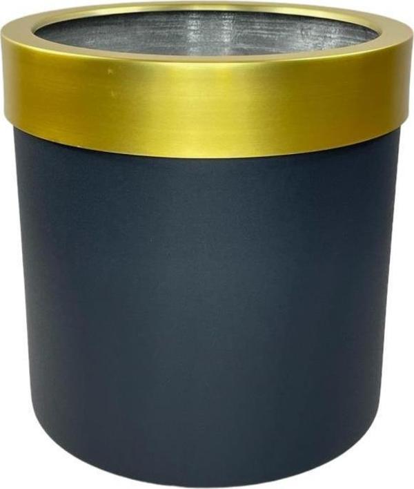 Netten Evime Dekoratif Siyah Vazo Gold Kemerli 31*31 Paslanmaz Aleminyum Malzeme  - Image 1