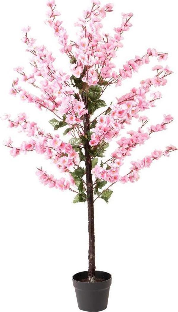 Netten Evime Yapay Ağaç Bahardalı Ağacı Pembe Japon Kiraz Çiçeği Sakura Çiçeği 127x70cm Siyah Plastik Saksılı - Image 1