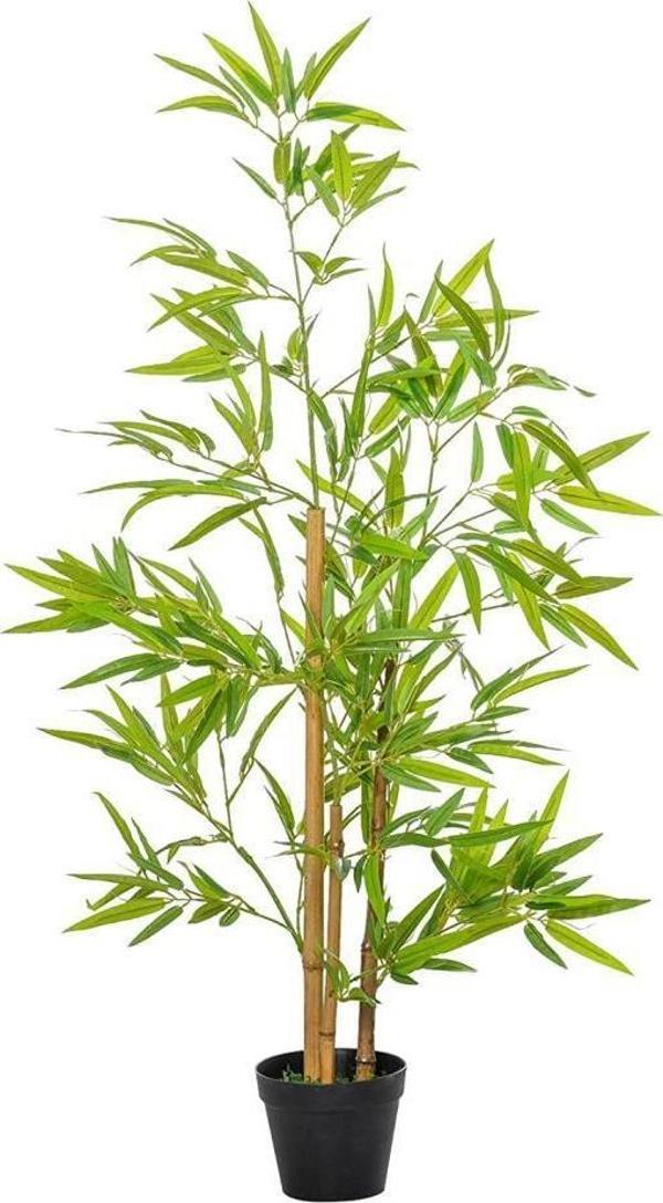 Netten Evime Yapay Ağaç Bambu Ağacı 3 Gövdeli 100*40cm Siyah Plastik Saksılı - Image 1