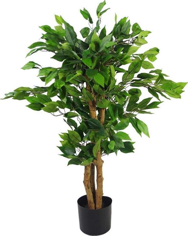 Netten Evime Yapay Ağaç Benjamin 3 Gövdeli Çalılı 100x60cm Siyah Plastik Saksılı - Image 1
