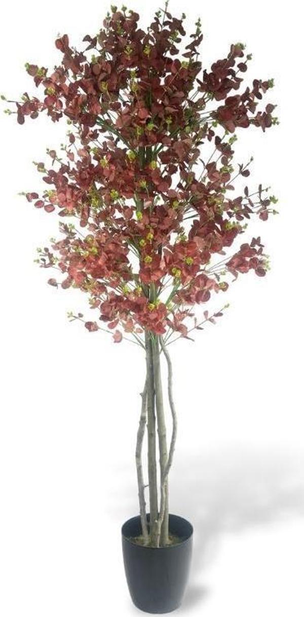 Netten Evime Yapay Ağaç Kızılkahve Okaliptus 2 Gövdeli Çalılı 180*80cm Siyah Plastik Saksılı - Image 1