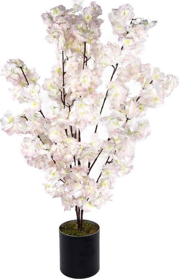 Netten Evime Yapay Ağaç Pudra Bahardalı Ağacı 80 cm Ağacı Japon Kiraz Çiçeği Siyah Saksılı  - Image 1