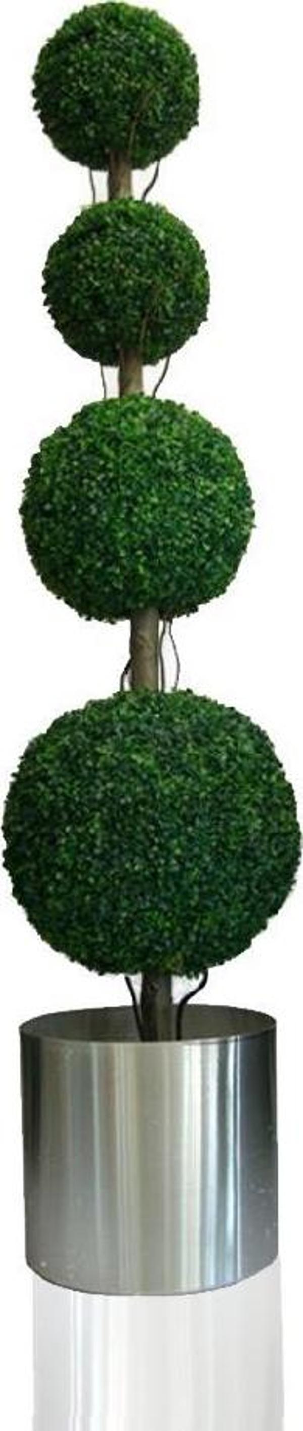 Netten Evime Yapay Ağaç Şimşir Top 4lü Model Paslanmaz Aleminyum Saksıda - Image 1