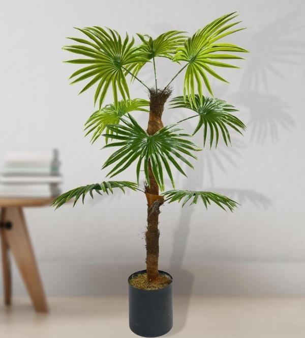 Netten Evime Yapay Ağaç Yelpaze Palmiye 8 Yaprak 85*55cm Siyah Aleminyum Saksı - Image 1