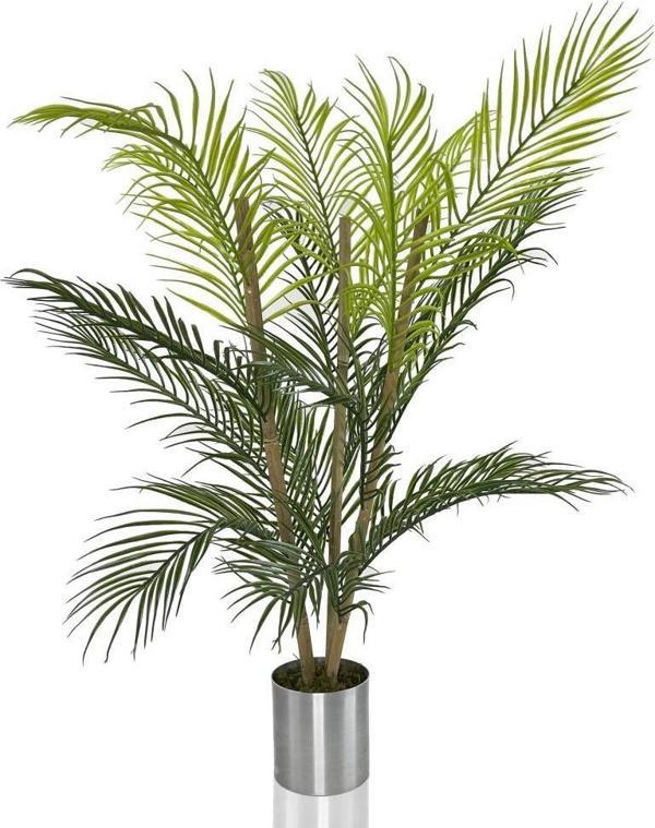 Netten Evime Yapay Çiçek Areka Ağacı Palmiye Ağacı Bambu Saplı Gümüş Saksılı Salon Çiçeği 18 Yaprak 85 cm - Image 1