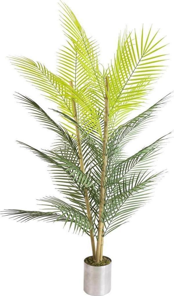 Netten Evime Yapay Çiçek Areka Ağacı Palmiye Ağacı Bambu Saplı Siyah Saksılı Salon Çiçeği 27 Yaprak 115 cm - Image 1