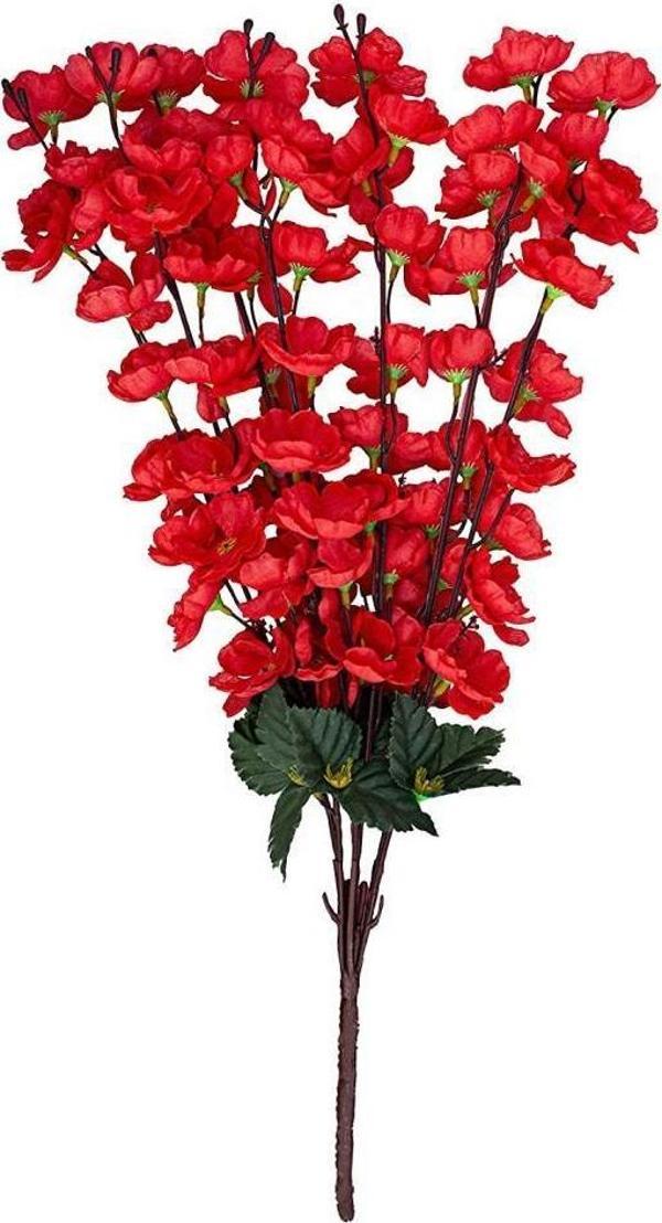 Netten Evime Yapay Çiçek Bahardalı Japon Kiraz Çiçeği 7 Dallı 57cm Kırmızı - Image 1