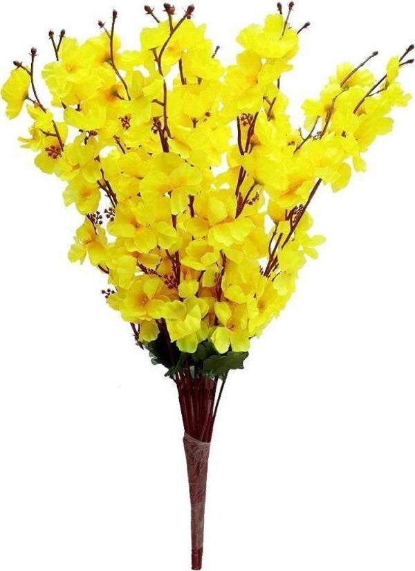 Netten Evime Yapay Çiçek Bahardalı Japon Kiraz Çiçeği 7 Dallı 57cm Sarı - Image 1
