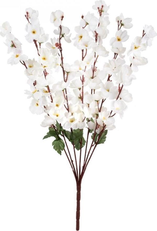 Yapay Çiçek Bahardalı Japon Kiraz Çiçeği 9 Dallı 40cm Beyaz - Image 1