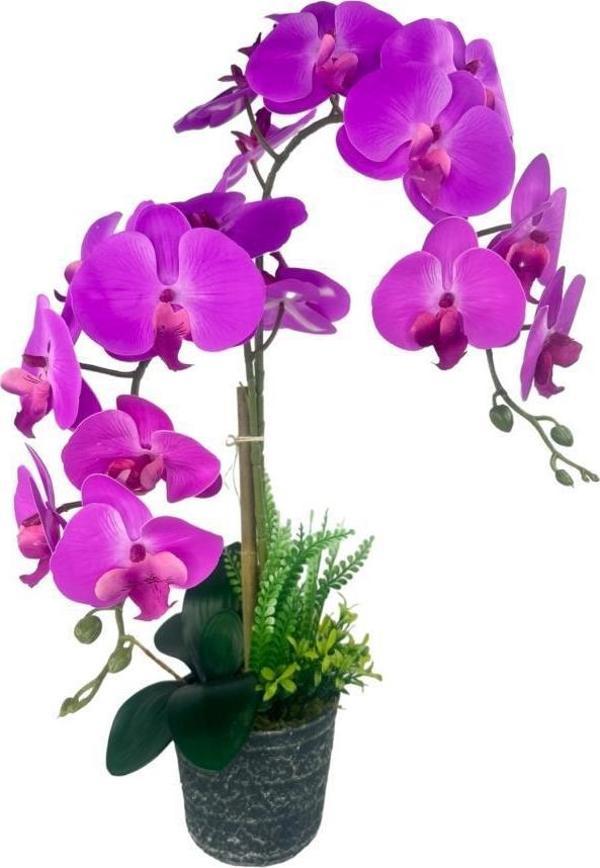 Netten Evime Yapay Çiçek 2li Fuşya Islak Orkide Seramik Saksıda Orkide 60cm - Image 1