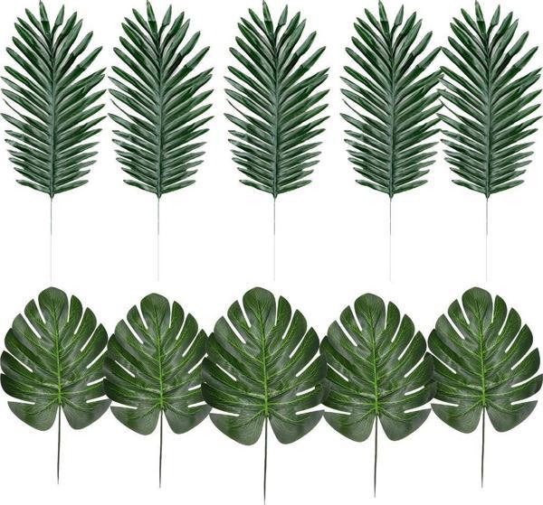 Netten Evime Yapay Çiçek 5 Palmiye ve 5 Monstera Yaprağı - Image 1
