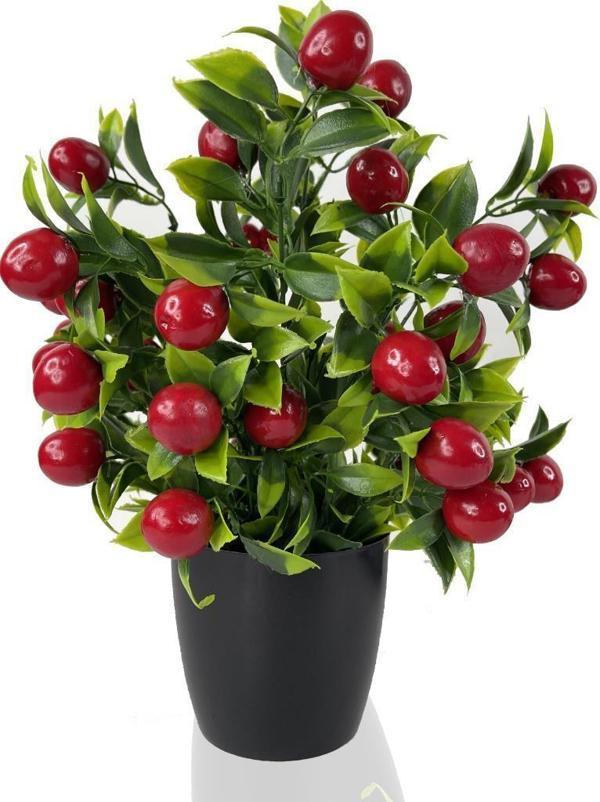 Netten Evime Yapay Çiçek Kiraz Ağacı Siyah Saksıda Kiraz 30cm  - Image 1