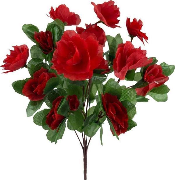 Netten Evime Yapay Çiçek Kırmızı Açelya Demeti 7 Dallı 33*20cm - Image 1