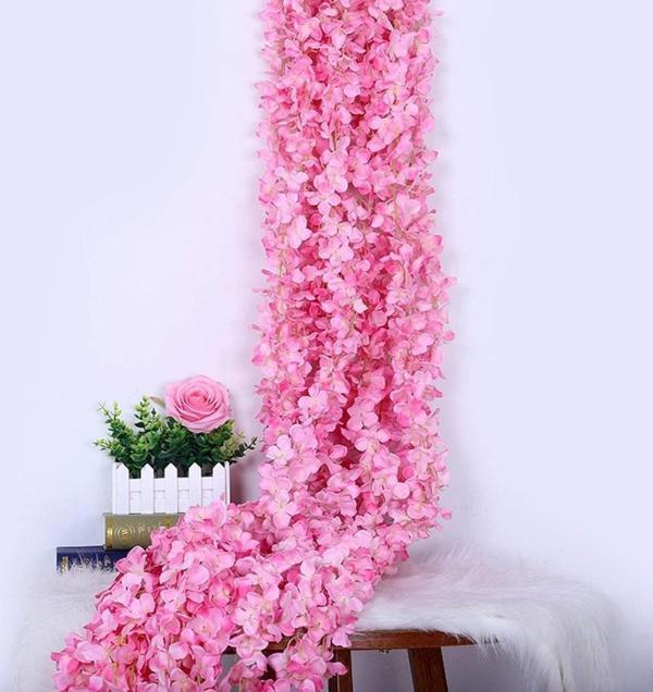 Yapay Çiçek Dolanan Sarkan Ortanca Çiçekli 100 Cm Pembe - Image 1